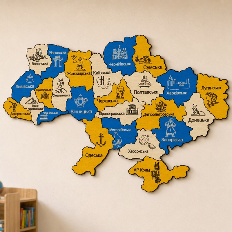 Велика карта україни, патріотичні кольори 130см