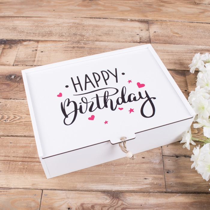 Подарункова коробка прямокутна 23×16×6.5 см «Happy Birthday»