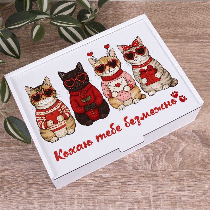 Подарункова коробка прямокутна 23×16×6.5 см «Кохаю тебе безмежно»