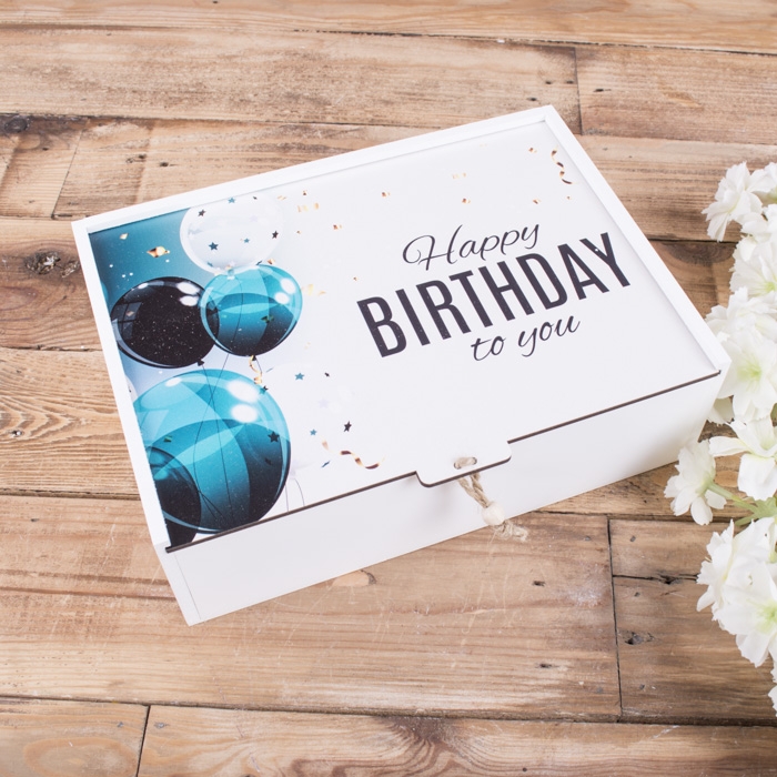 Подарункова коробка прямокутна 23×16×6.5 см «Happy Birthday Кульки»