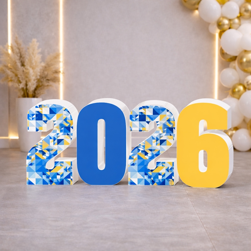 Цифри 2026 47см геометрія блакитно-жовті