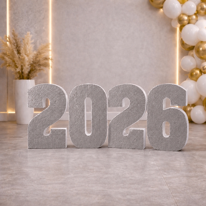 Цифри 2026 47см ФАРБА СРІБЛО ОДНА СТОРОНА