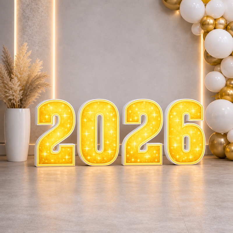 Цифри 2026 47см жовті зірки