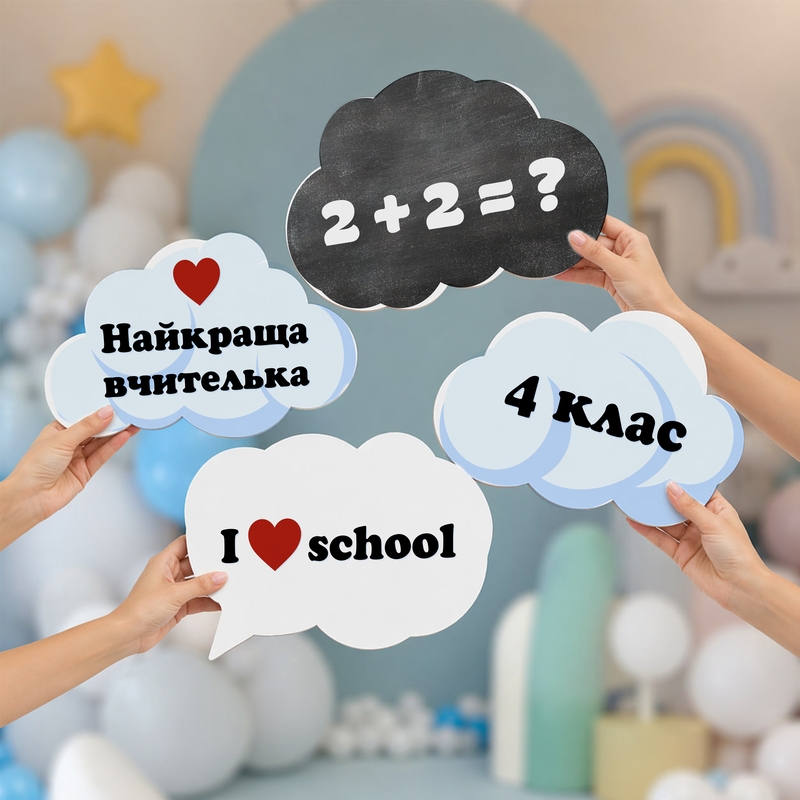 Реквізит для фотосесії різноколірна «Хмаринки 4 клас»