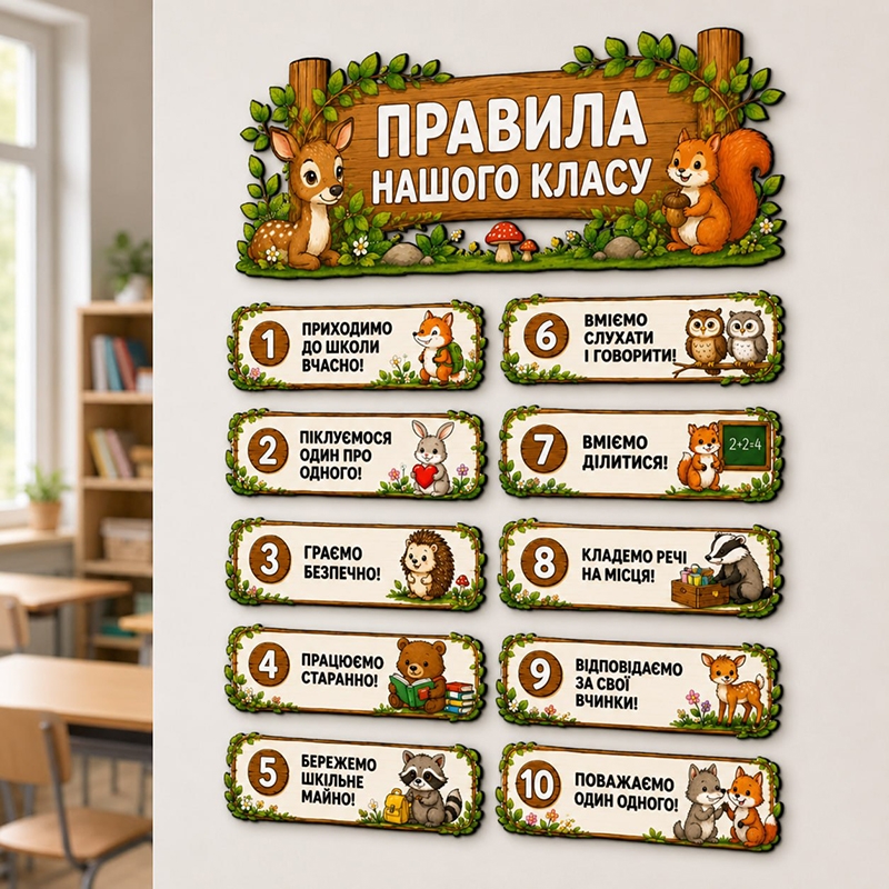 Таблички "Правила нашого класу" і художний набір