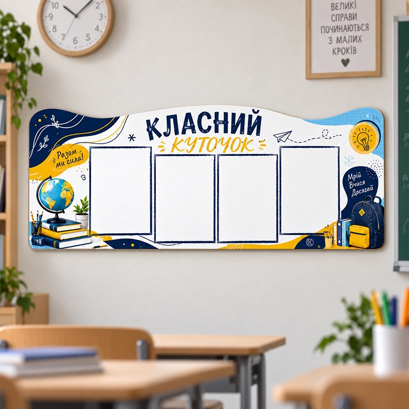Шкільна табличка різноколірна «Класний куточок ХДФ 3мм»