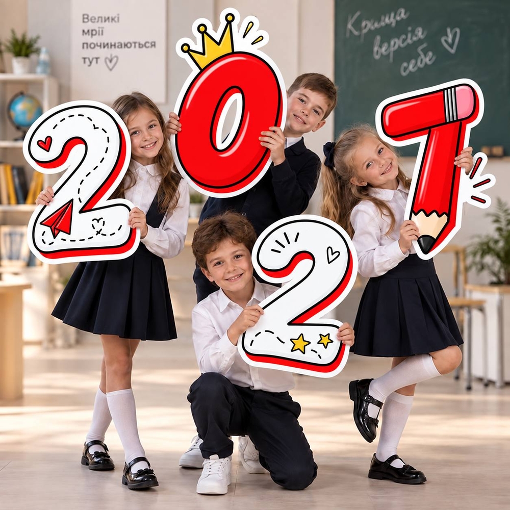 Шкільна табличка червоного кольору «2027 шкільна тематика»