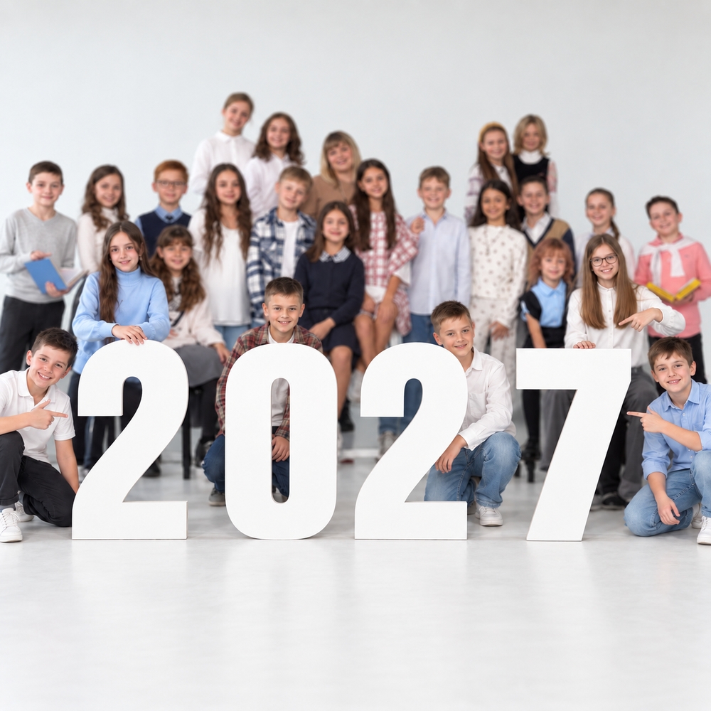 Шкільний реквізит білого кольору «Набір цифри 2027»