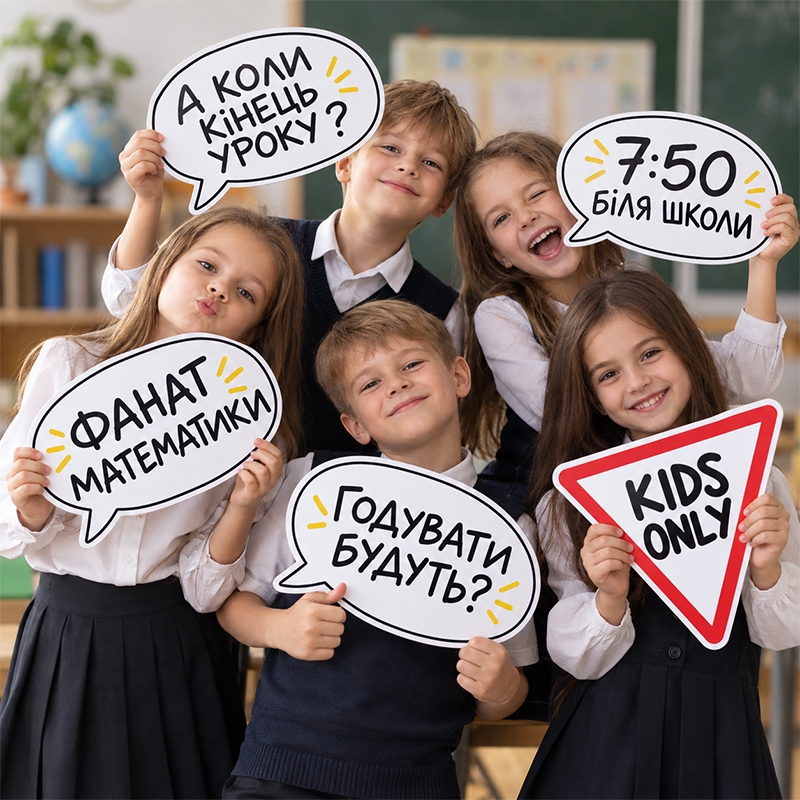Шкільний реквізит білого кольору «Хмаринки-репліки і знак»