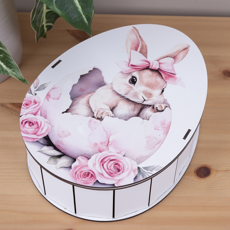 Овальна подарункова коробка Kinder 25×19×7.6 см «Кроличка»