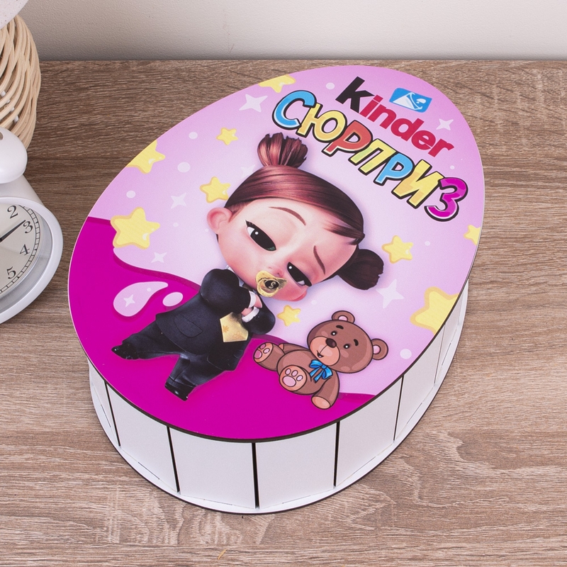 Овальна подарункова коробка Kinder рожева 25×19×7.6 см «Леді Бос»