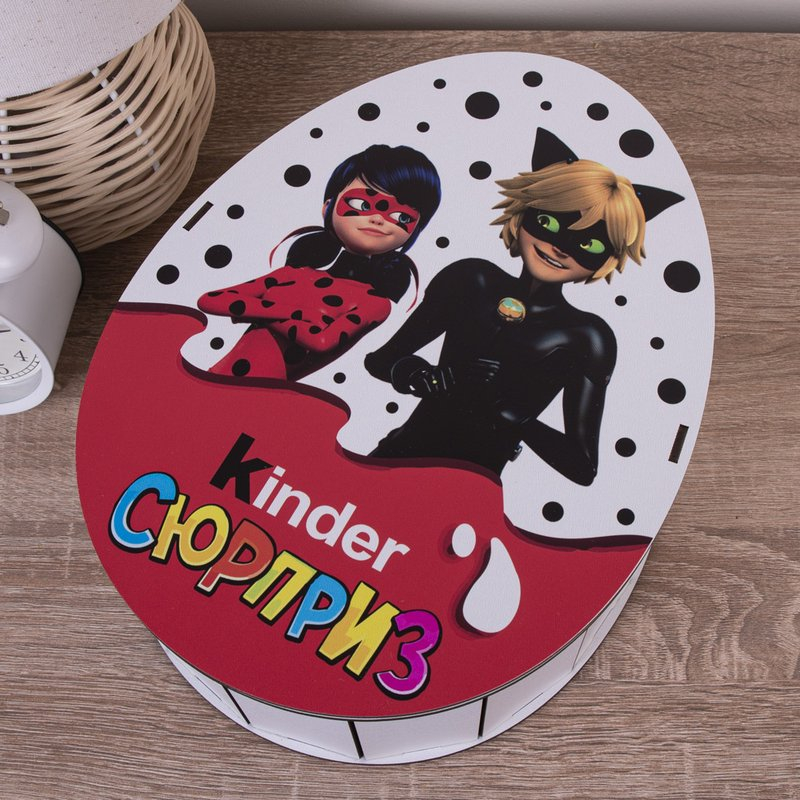 Овальна подарункова коробка Kinder 28.5×21.6×9.3 см «Леді Баг і Суперкіт»