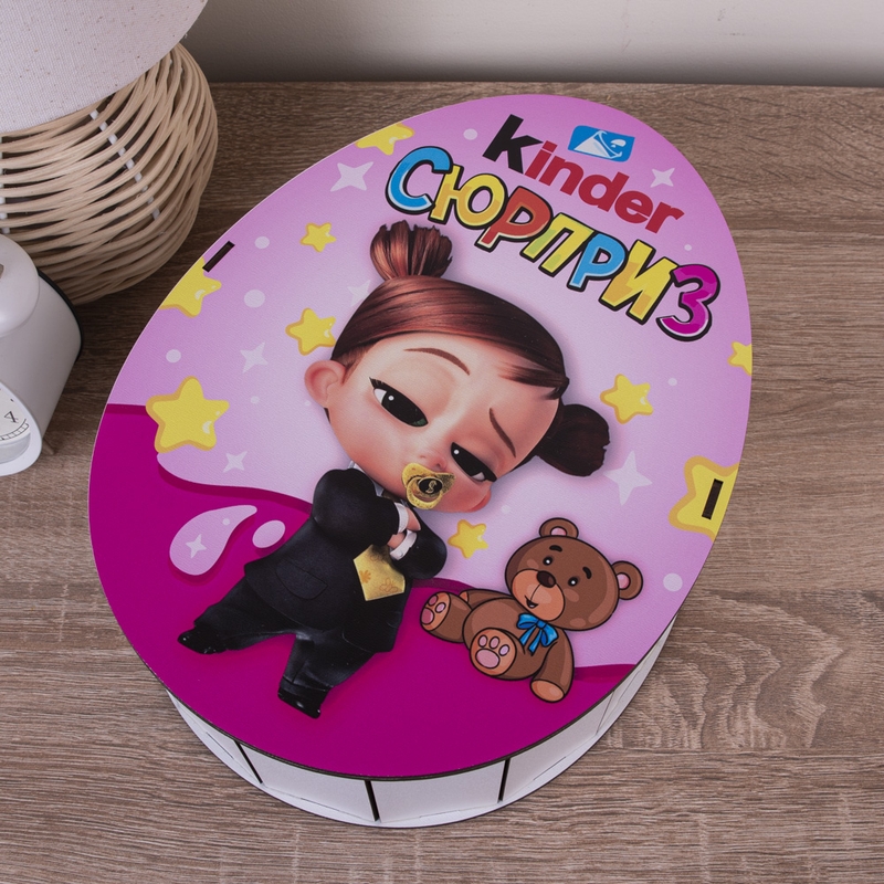Овальна подарункова коробка Kinder рожева 25×19×7.6 см «Леді Бос»