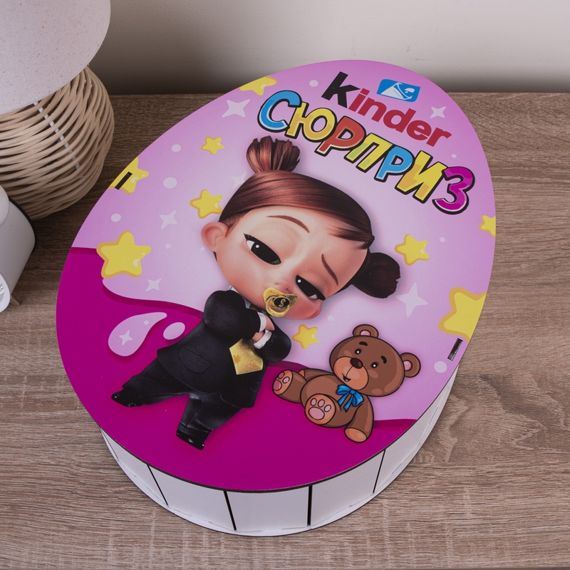 Овальна подарункова коробка Kinder рожева 25×19×7.6 см «Леді Бос»