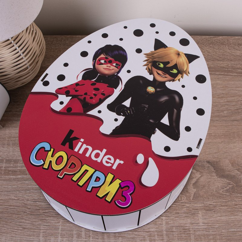 Овальна подарункова коробка Kinder 28.5×21.6×9.3 см «Леді Баг і Суперкіт»