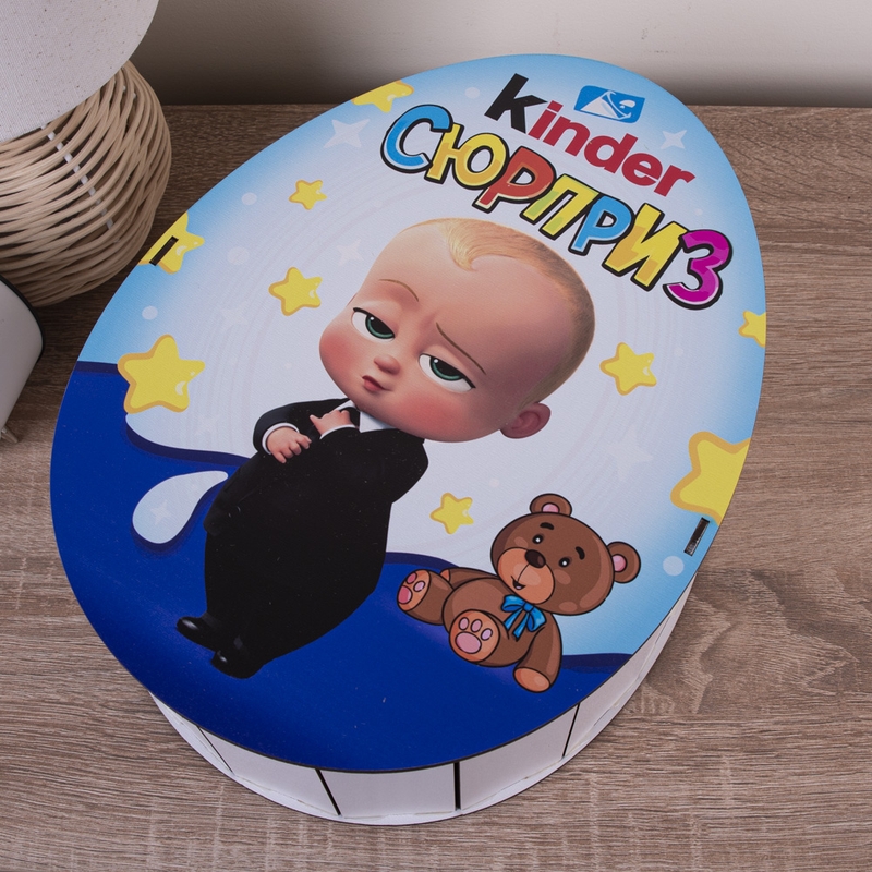Овальна подарункова коробка Kinder різноколірна 25×19×7.6 см «Бейбі Бос»