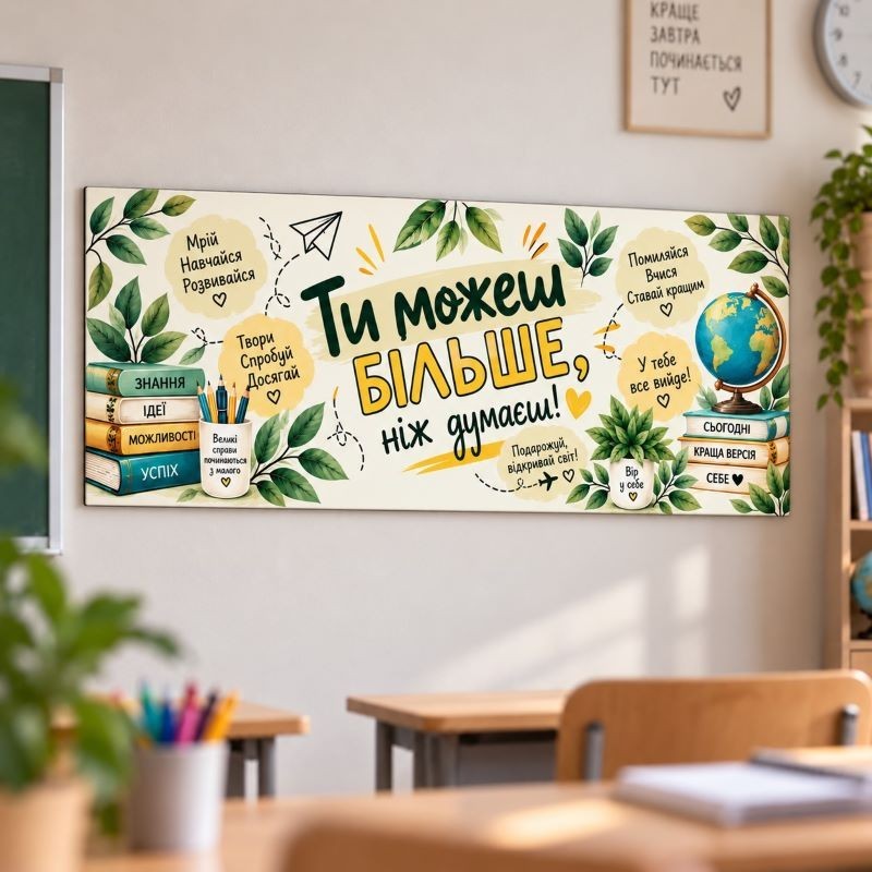 Шкільна табличка білого кольору «Ти можеш більше»